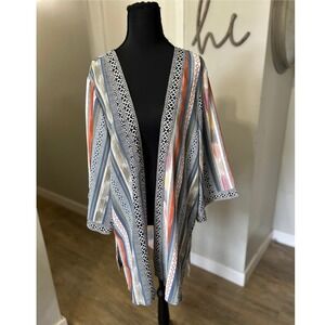 Christopher & Banks Geometric Stripe Kimono Cardigan Jacket L XL New (Orig. $50)
